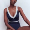 Campania Cross-back Swimsuit Navy, Ivory Colourblock Campania Cross-back Swimsuit Navy, Ivory Colourblock