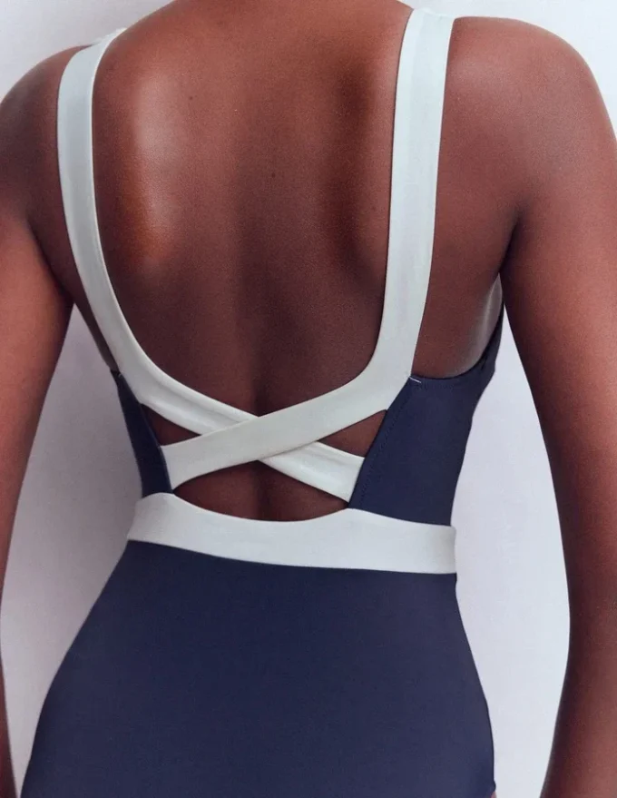 Campania Cross-back Swimsuit Navy, Ivory Colourblock Campania Cross-back Swimsuit Navy, Ivory Colourblock