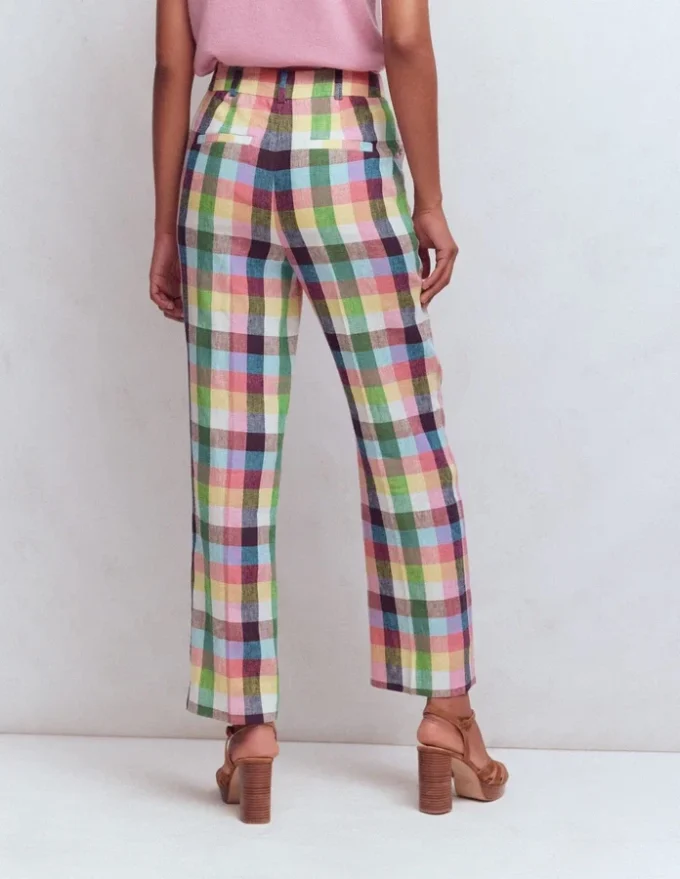 Canonbury 7/8 Linen Pants Soft Yellow, Pink Multigingham Canonbury 7/8 Linen Pants Soft Yellow, Pink Multigingham