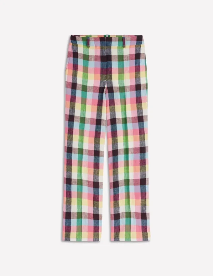 Canonbury 7/8 Linen Pants Soft Yellow, Pink Multigingham Canonbury 7/8 Linen Pants Soft Yellow, Pink Multigingham