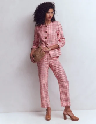 Canonbury 7/8 Linen Pants Vintage Rose Gingham