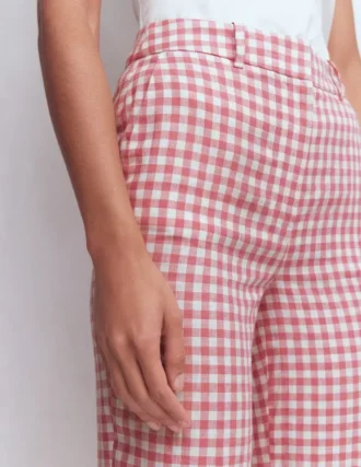 Canonbury 7/8 Linen Pants Vintage Rose Gingham