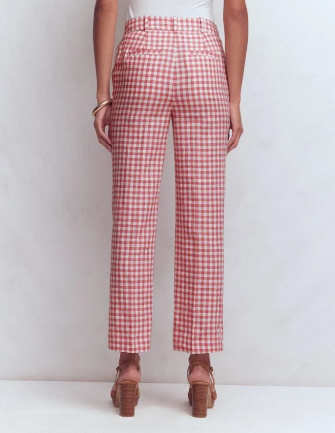Canonbury 7/8 Linen Pants Vintage Rose Gingham Canonbury 7/8 Linen Pants Vintage Rose Gingham