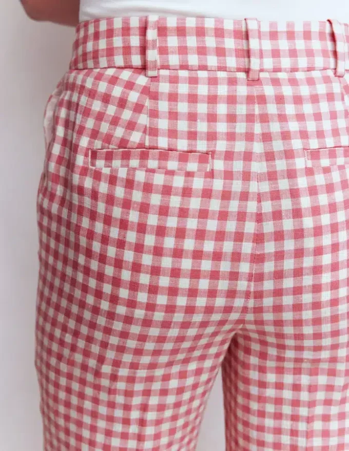 Canonbury 7/8 Linen Pants Vintage Rose Gingham Canonbury 7/8 Linen Pants Vintage Rose Gingham