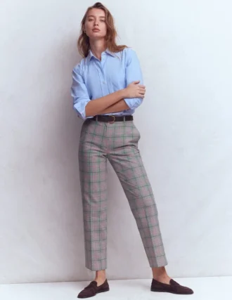 Canonbury Tailored Pants Green, Pink and Brown Check