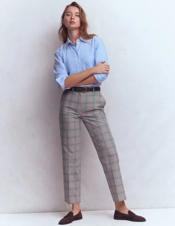 Canonbury Tailored Pants Green, Pink and Brown Check Canonbury Tailored Pants Green, Pink and Brown Check