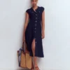 Cap Sleeve Knitted Dress Navy Cap Sleeve Knitted Dress Navy