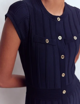 Cap Sleeve Knitted Dress Navy Cap Sleeve Knitted Dress Navy