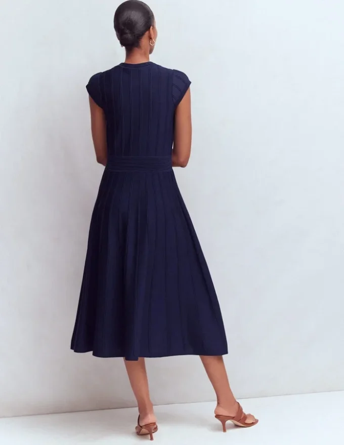 Cap Sleeve Knitted Dress Navy Cap Sleeve Knitted Dress Navy