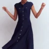 Cap Sleeve Knitted Dress Navy Cap Sleeve Knitted Dress Navy