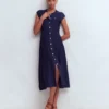 Cap Sleeve Knitted Dress Navy Cap Sleeve Knitted Dress Navy