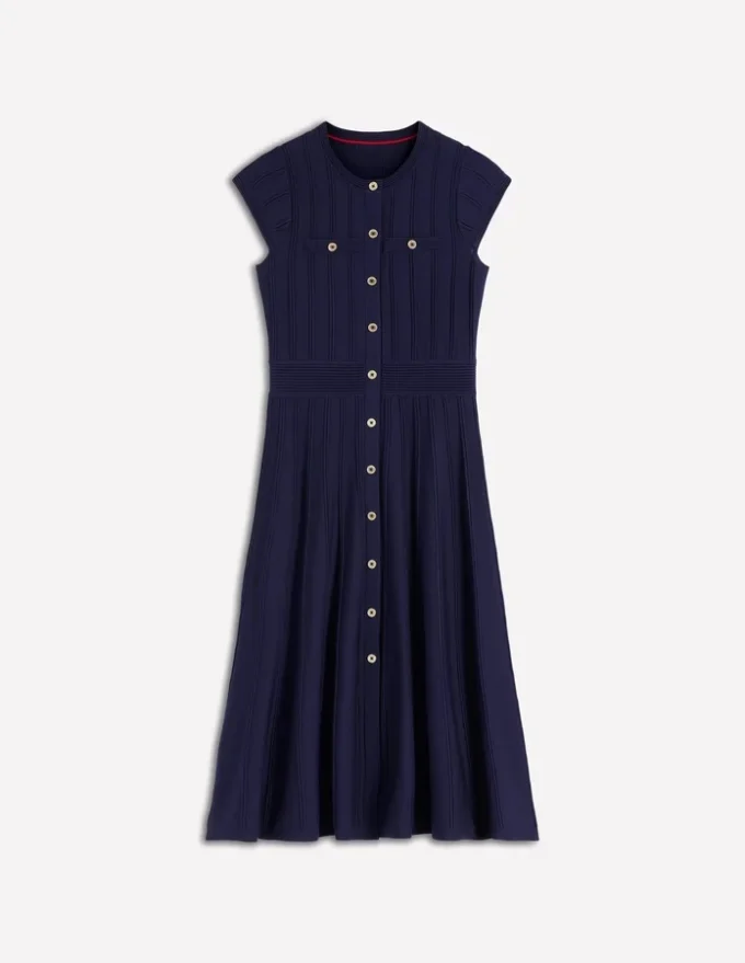 Cap Sleeve Knitted Dress Navy Cap Sleeve Knitted Dress Navy