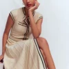 Cap Sleeve Knitted Dress Warm Ivory