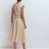 Cap Sleeve Knitted Dress Warm Ivory