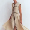 Cap Sleeve Knitted Dress Warm Ivory