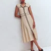 Cap Sleeve Knitted Dress Warm Ivory