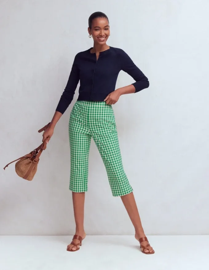 Capri Pants Rich Emerald, Gingham Capri Pants Rich Emerald, Gingham