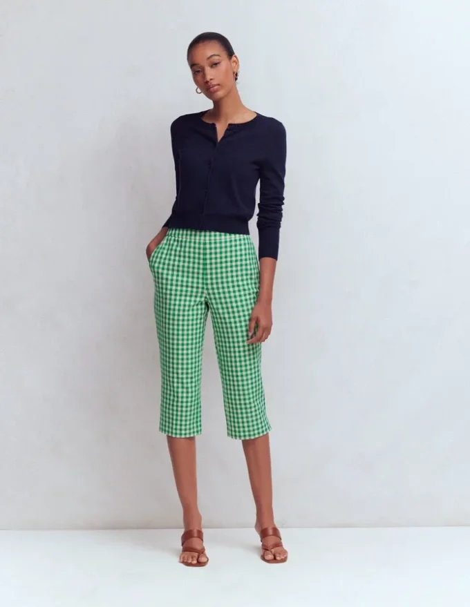 Capri Pants Rich Emerald, Gingham Capri Pants Rich Emerald, Gingham