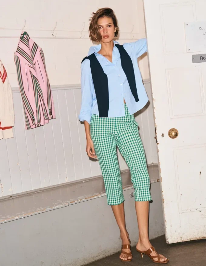 Capri Pants Rich Emerald, Gingham Capri Pants Rich Emerald, Gingham