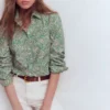 Cara Cotton Shirt Aloe Green, Elaborate Gardenia