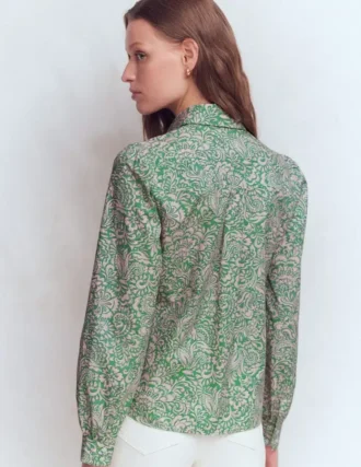 Cara Cotton Shirt Aloe Green, Elaborate Gardenia