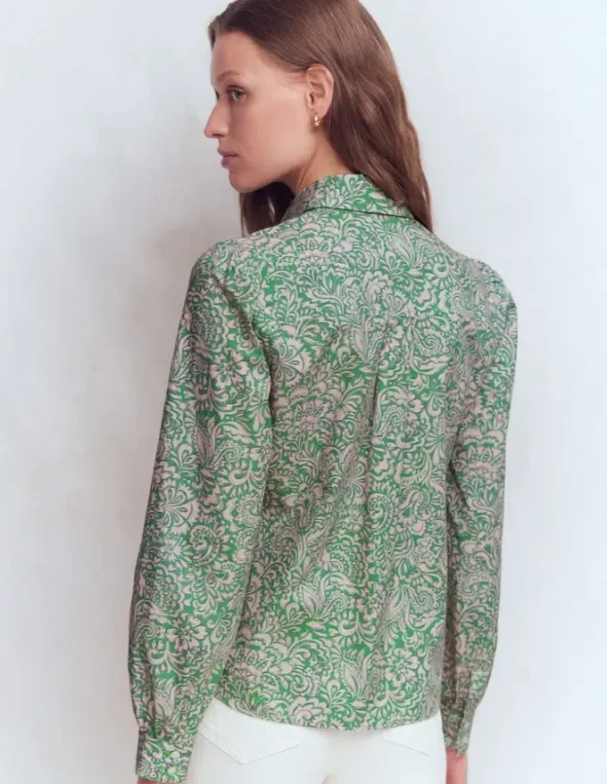 Cara Cotton Shirt Aloe Green, Elaborate Gardenia