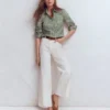 Cara Cotton Shirt Aloe Green, Elaborate Gardenia