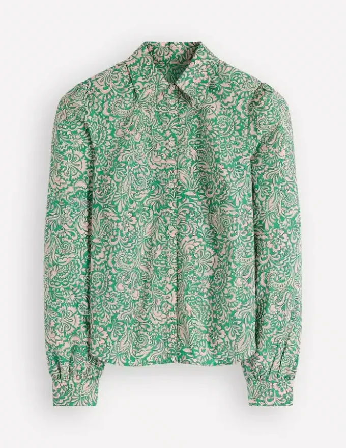 Cara Cotton Shirt Aloe Green, Elaborate Gardenia