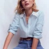 Cara Cotton Shirt Blue and white stripe Cara Cotton Shirt Blue and white stripe
