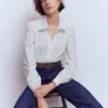 Cara Cotton Shirt White Ruffle Cara Cotton Shirt White Ruffle
