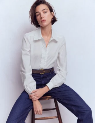Cara Cotton Shirt White Ruffle