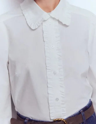Cara Cotton Shirt White Ruffle