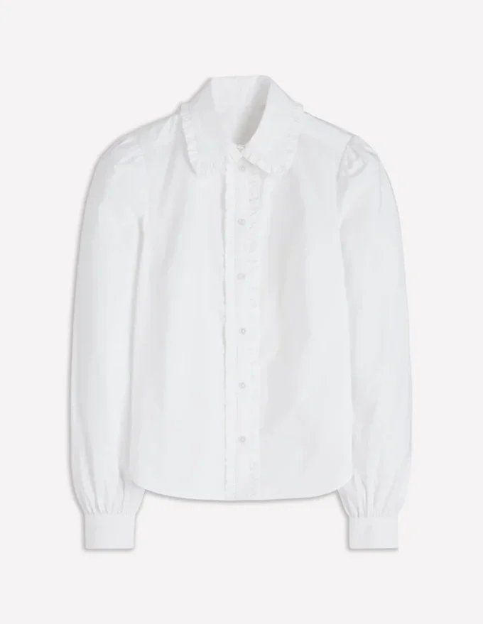 Cara Cotton Shirt White Ruffle Cara Cotton Shirt White Ruffle