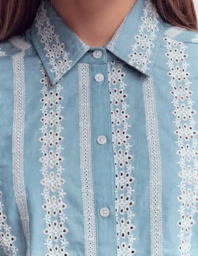 Cara Denim Shirt Blue Broderie Cara Denim Shirt Blue Broderie