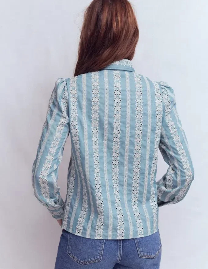 Cara Denim Shirt Blue Broderie Cara Denim Shirt Blue Broderie
