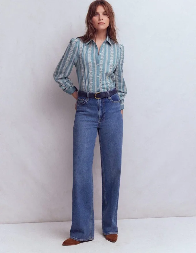 Cara Denim Shirt Blue Broderie Cara Denim Shirt Blue Broderie
