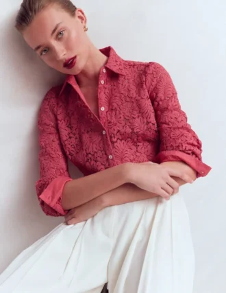 Cara Lace Shirt Cherry Blush