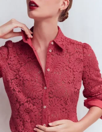 Cara Lace Shirt Cherry Blush