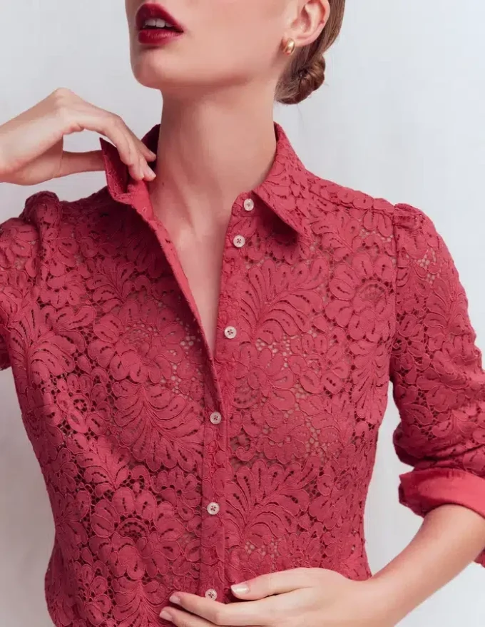 Cara Lace Shirt Cherry Blush Cara Lace Shirt Cherry Blush