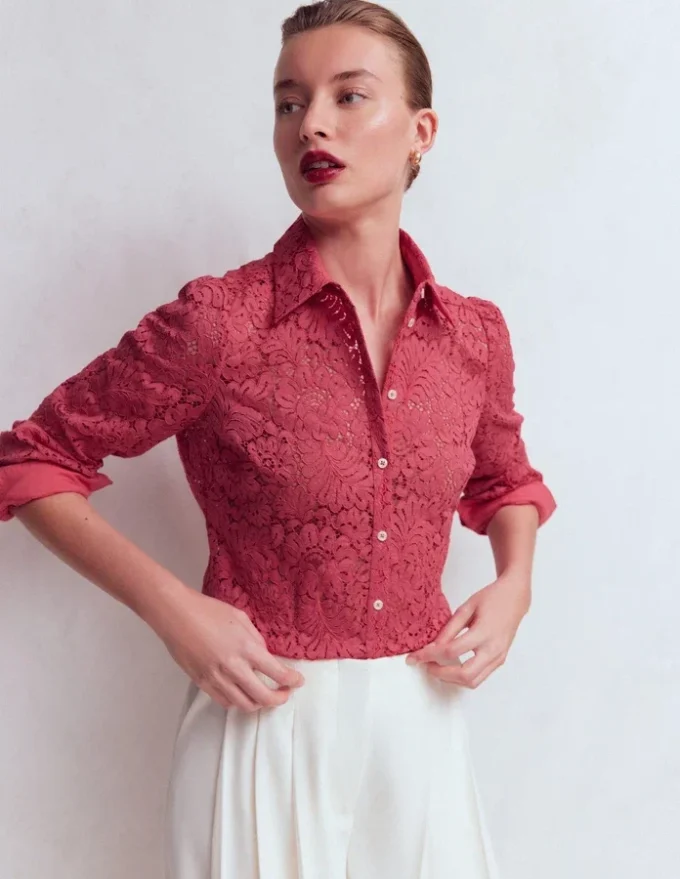 Cara Lace Shirt Cherry Blush Cara Lace Shirt Cherry Blush