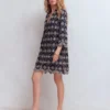 Carmen Broderie Short Dress Navy Broderie