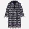 Carmen Broderie Short Dress Navy Broderie
