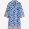 Carmen Linen Short Dress Bright Blue, Elaborate Terrace Carmen Linen Short Dress Bright Blue, Elaborate Terrace