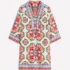 Carmen Linen Short Dress Multi, Ornamental Trellis Carmen Linen Short Dress Multi, Ornamental Trellis