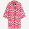 Carmen Linen Short Dress Pink, Zig Zag Wave Carmen Linen Short Dress Pink, Zig Zag Wave