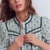 Carmen Trim Detail Cotton Top Ivory, Flower Lattice Carmen Trim Detail Cotton Top Ivory, Flower Lattice