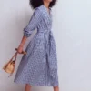 Cary Cotton Midi Dress Bright Blue Varigated Stripe Cary Cotton Midi Dress Bright Blue Varigated Stripe