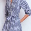 Cary Cotton Midi Dress Bright Blue Varigated Stripe Cary Cotton Midi Dress Bright Blue Varigated Stripe