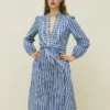 Cary Cotton Midi Dress Bright Blue Varigated Stripe Cary Cotton Midi Dress Bright Blue Varigated Stripe