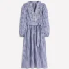 Cary Cotton Midi Dress Bright Blue Varigated Stripe Cary Cotton Midi Dress Bright Blue Varigated Stripe